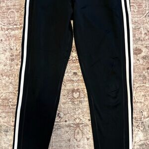 Adidas Black Leggings with White Side Stripes